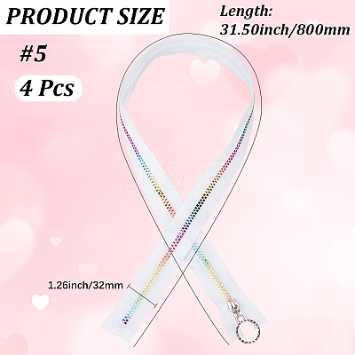 4Pcs #5 Nylon Coil Zippers Rainbow Zipper Tape SENE-CY0001-13B-02-1