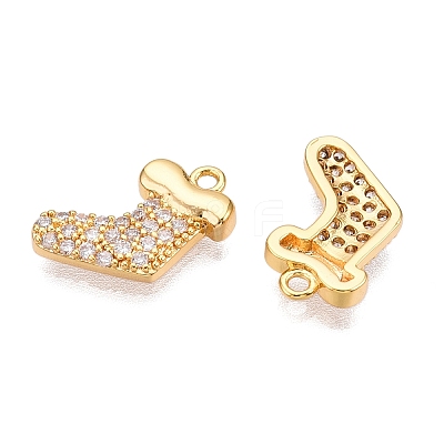 Christmas Theme Brass Micro Pave Clear Cubic Zirconia Charms X1-KK-T073-17G-1