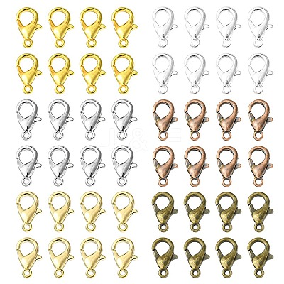 60Pcs 6 Colors Zinc Alloy Lobster Claw Clasps PALLOY-YW0001-81-1