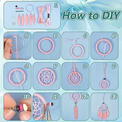 DIY Woven Net/Web with Feather Making Kits DIY-GA0008-81-1
