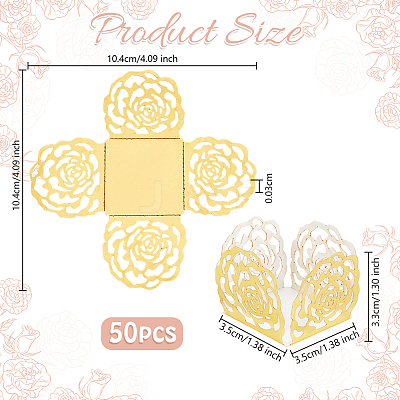 50Pcs Rose Flower Window Paper Candy Packaging Boxes CON-OC0001-78A-1