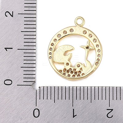 Brass Micro Pave Clear Cubic Zirconia Pendants FIND-B077-02G-12-1