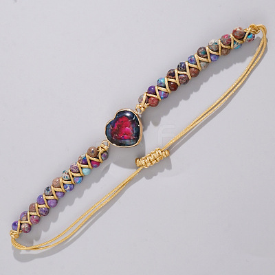Natural & Dyed Imperial Jasper  Braided Bead Bracelets for Women FH7379-6-1