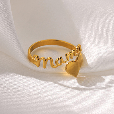 Mother's Day 201 Stainless Steel Cuff Open Rings WG9B31B-01-1