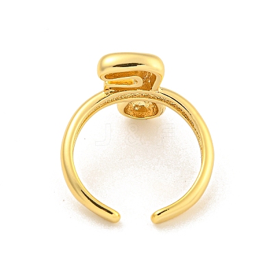 Brass Letter Open Cuff Rings for Women RJEW-G313-01F-G-1