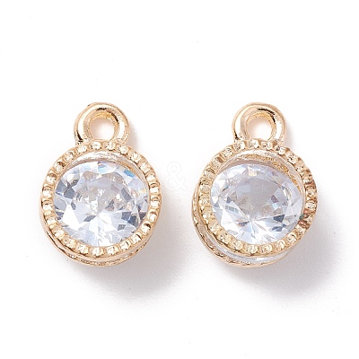 Alloy Clear Cubic Zirconia Charms ZIRC-A022-04G-1