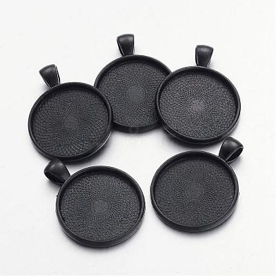 Electrophoresis Alloy Flat Round Pendant Cabochon Settings PALLOY-Q304-16-NR-1