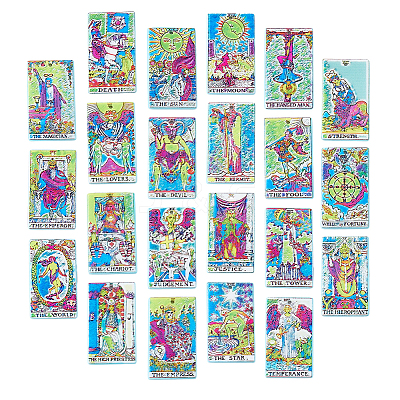 22Pcs 22 Style Printed Acrylic Pendants OACR-DC0001-22B-1