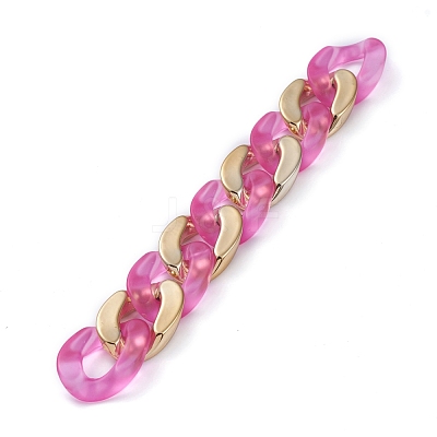 Handmade Golden Plated CCB Plastic & Transparent Acrylic Cuban Link Chains AJEW-JB00681-01-1