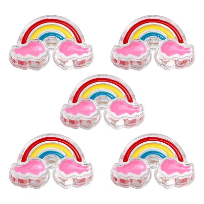 5Pcs Transparent Acrylic Enamel Beads OACR-YW0001-31B-1
