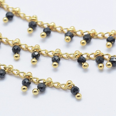 Natural Dyed & Heated Black Agate Handmade Beaded Chains CHC-P003-11F-1