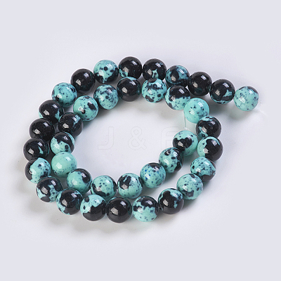 Natural Ocean White Jade/Rain Flower Stone Beads Strands G-K254-A03-1