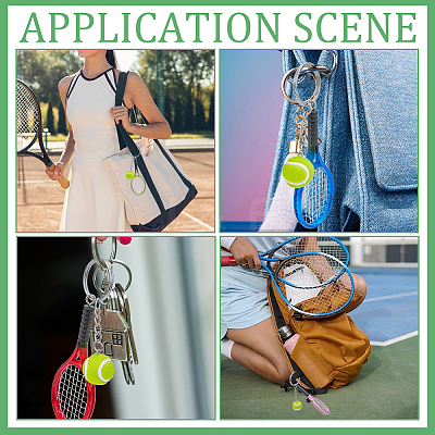 6Pcs 6 Colors Sports Theme Plastic Keychains KEYC-CY0001-05-1