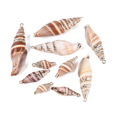 Electroplate Natural Spiral Shell Big Pendants SSHEL-Q100-27KCG-1