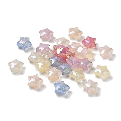 Star UV Plating Luminous Rainbow Iridescent Acrylic Beads LACR-R001-11A-1