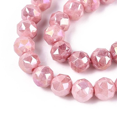 Anti-Tarnish Electroplate Glass Beads Strands GLAA-N010-8mm-07-1