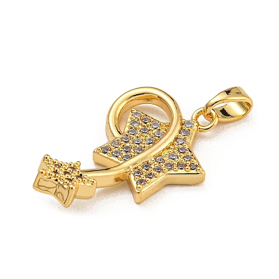 Rack Plating Brass Micro Pave Cubic Zirconia Pendants KK-U035-06G-1