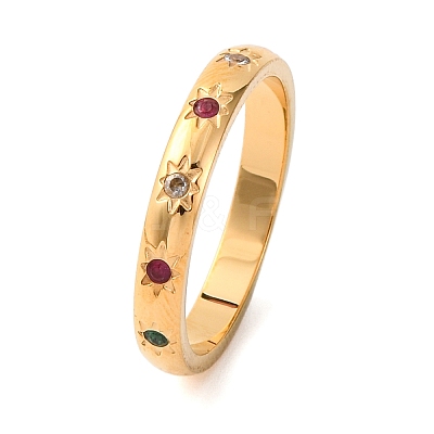 Ion Plating(IP) 304 Stainless Steel With Rhinestone Rings for Women X-RJEW-S239-01G-1