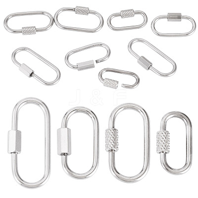 8Pcs 4 Styles 304 Stainless Steel Screw Carabiner Lock Charms STAS-TA0005-54-1