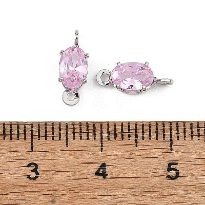 SHEGRACE Brass Pave Cubic Zirconia Oval Connector Charms XGRQ2O046-437B-P-1