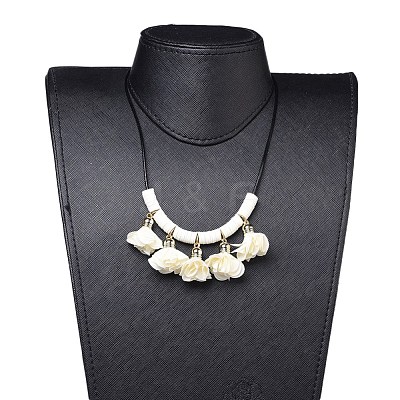Cowhide Leather Cord Bib Necklaces NJEW-JN02590-01-1