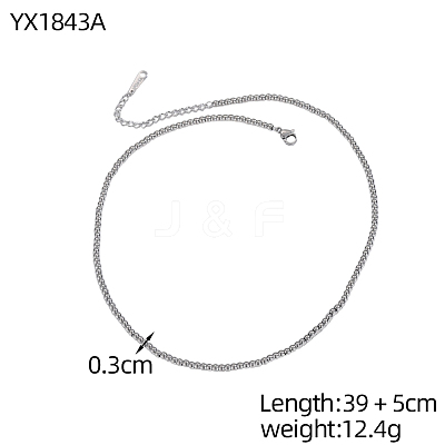 304 Stainless Steel Round Beaded Necklaces STAS-OY015-49P-1
