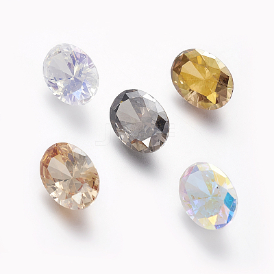 Electroplated Cubic Zirconia Pointed Back Cabochons ZIRC-I024-07-1