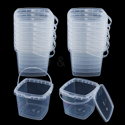 60Pcs PP Gift Boxes Packing Buckets with Lid and Handles AJEW-FH0008-96-1