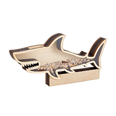 Shark Shape Wood Display Box DIY-WH0430-991-1