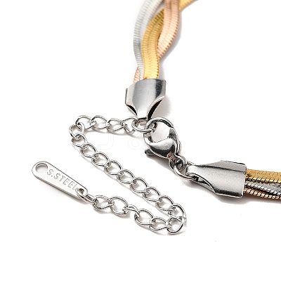 304 Stainless Steel Interlocking Herringbone Chain Bracelet for Men Women BJEW-H554-01-1