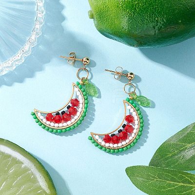 304 Stainless Steel Glass Fruit Dangle Stud Earrings EJEW-MZ00524-1