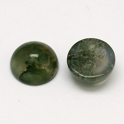 Natural Moss Agate Cabochons G-P393-R28-12mm-1
