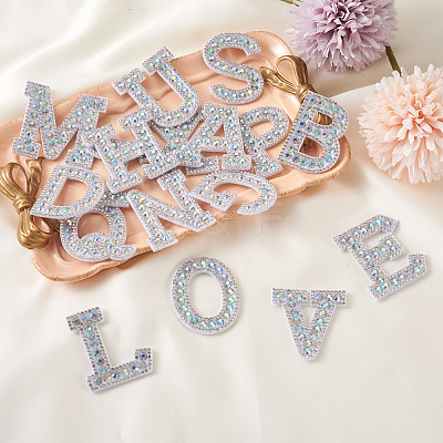 Alphabet Resin Rhinestone Patches DIY-TAC0005-45D-1