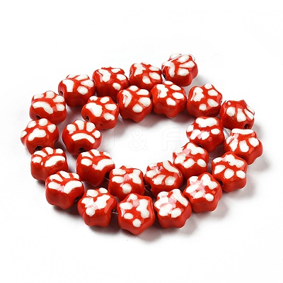 Handmade Printed Porcelain Beads X1-PORC-F005-02C-1