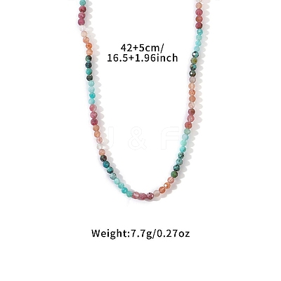 Bohemian Style Natural African Turquoise(Jasper) & Rhodonite & Red Aventurine & Aquamarine Faceted Round Beaded Necklaces for Women EF1114-1