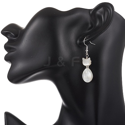 Natural Trochid Shell Dangle Earrings EJEW-JE07222-1