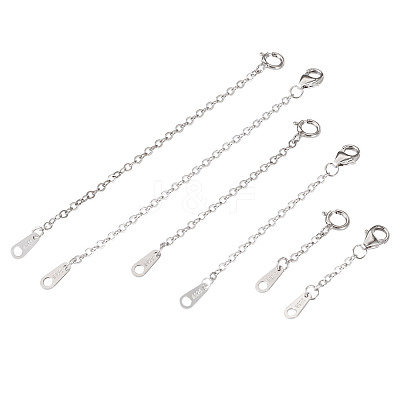 6Pcs 6 Style Sterling Silver Cable Chain Extender FIND-TA0002-40-1