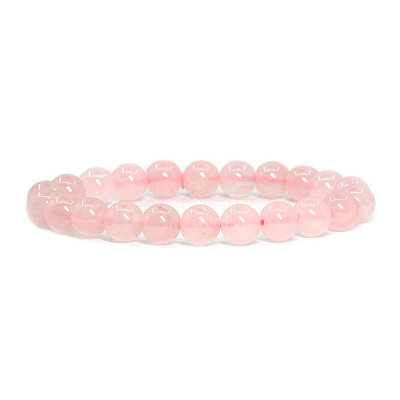 Natural Rose Quartz Round Beads Stretch Bracelets BJEW-PH0001-8mm-20-1