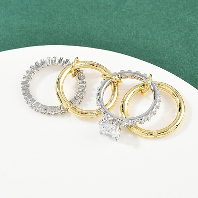 Brass Micro Pave Cubic Zirconia Plain Band Finger Rings for Women RJEW-P160-01F-G01-1
