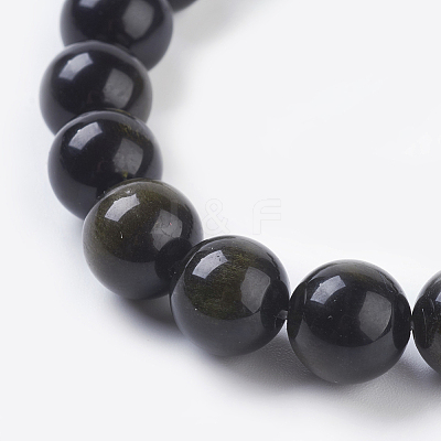 Natural Golden Sheen Obsidian Beads Strands L-G-C076-8mm-5-1