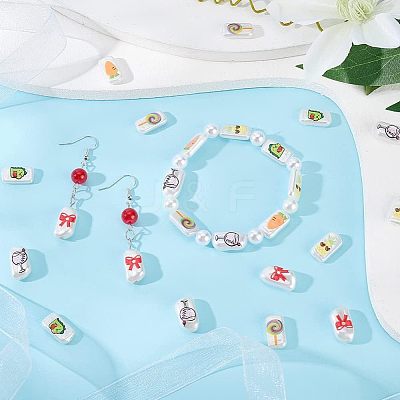 30Pcs 6 Style 3D Printed ABS Plastic Imitation Pearl Beads KY-NB0001-55-1