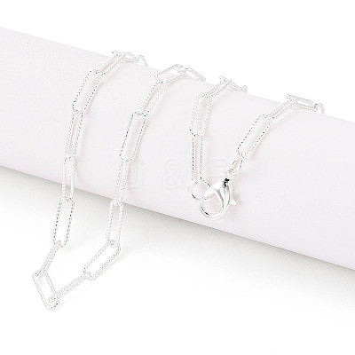 Brass Textured Paperclip Chain Necklace Making MAK-S072-03B-S-1