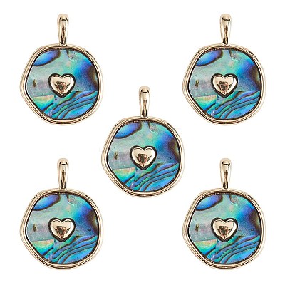 5Pcs Natural Abalone Shell/Paua Shell Pendants KK-SZ0002-38A-1