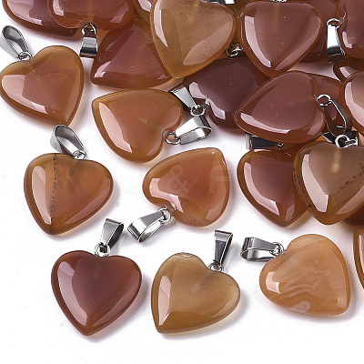 Heart Natural Carnelian Pendants G-Q438-17-1