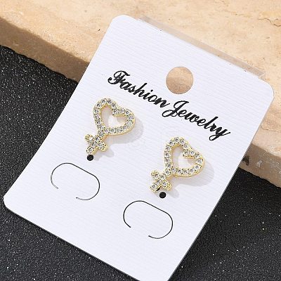 Brass Micro Pave Clear Cubic Zirconia Stud Earrings EJEW-M076-01G-03-1