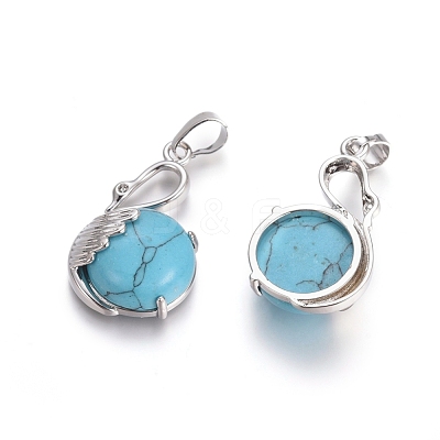 Synthetic Turquoise Pendants G-L512-N02-1
