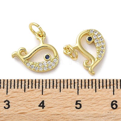 Rack Plating Brass Micro Pave Clear Cubic Zirconia Pendants KK-Z039-19G-1