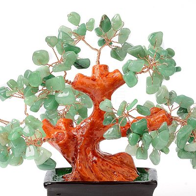 Natural Green Aventurine Chips Money Tree Bonsai Display Decorations DJEW-B007-08A-1