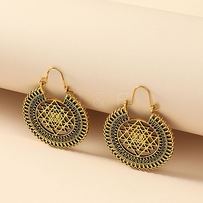Flat Round Alloy Hoop Earrings for Women WH-WG29704-01-1