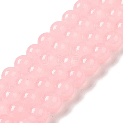 Baking Paint Imitation Jade Glass Round Bead Strands DGLA-Q021-8mm-26-1